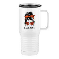 Thumbnail for Personalized Messy Bun Travel Coffee Mug Tumbler with Handle (20 oz) - Basketball Mom - Right View