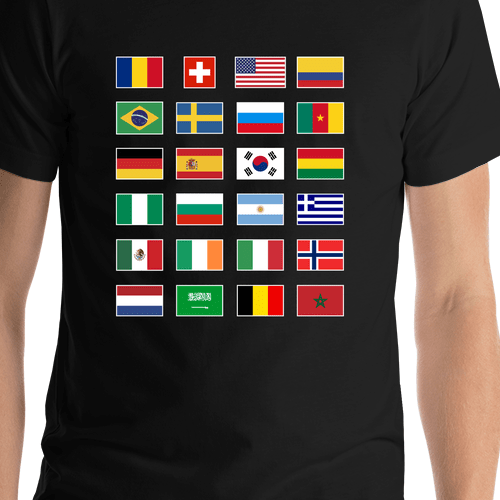 1994 World Cup Flags T-Shirt - Black - Shirt Close-Up View