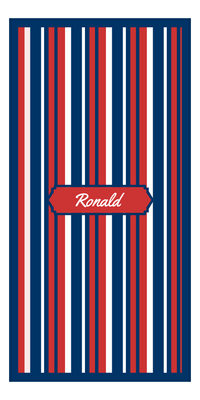 Thumbnail for Personalized 5 Color Stripes 4 Repeat Beach Towel - Vertical - Red White and Blue - Oblong Frame - Front View