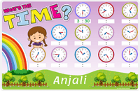 Thumbnail for Personalized Activity Placemat - Telling Time III - Brunette Girl -  View
