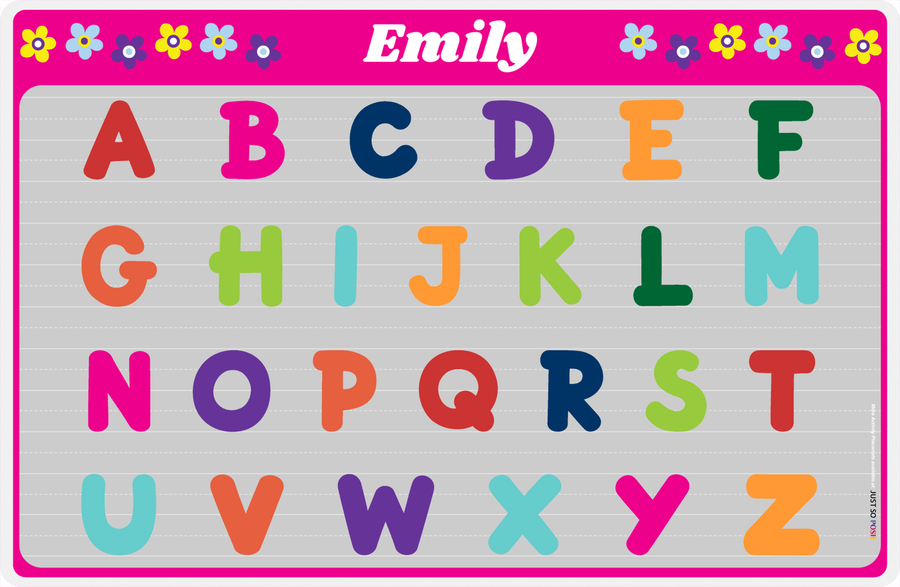 Personalized Activity Placemat - Learning Alphabet IV - Grey Background -  View
