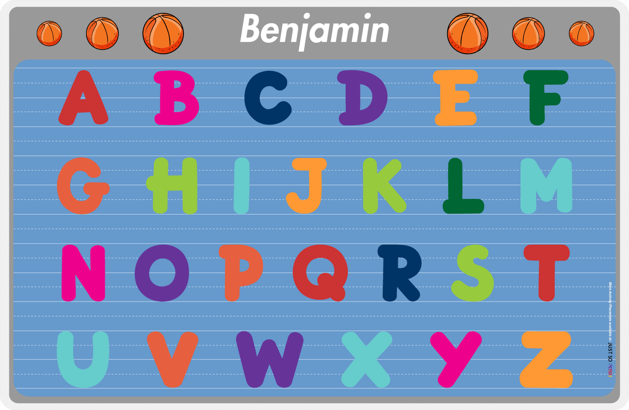 Personalized Activity Placemat - Learning Alphabet VI - Basketball -  View