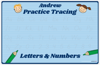 Thumbnail for Personalized Activity Placemat - Tracing Alphabet I - Blue Background -  View