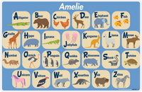 Thumbnail for Personalized Activity Placemat - Learning Animals I - Blue Background -  View