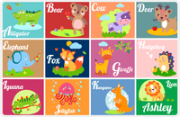 Thumbnail for Personalized Activity Placemat - Learning Animals V - Color Squares I -  View