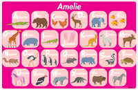 Thumbnail for Personalized Activity Placemat - Learning Animals I - Pink Background -  View