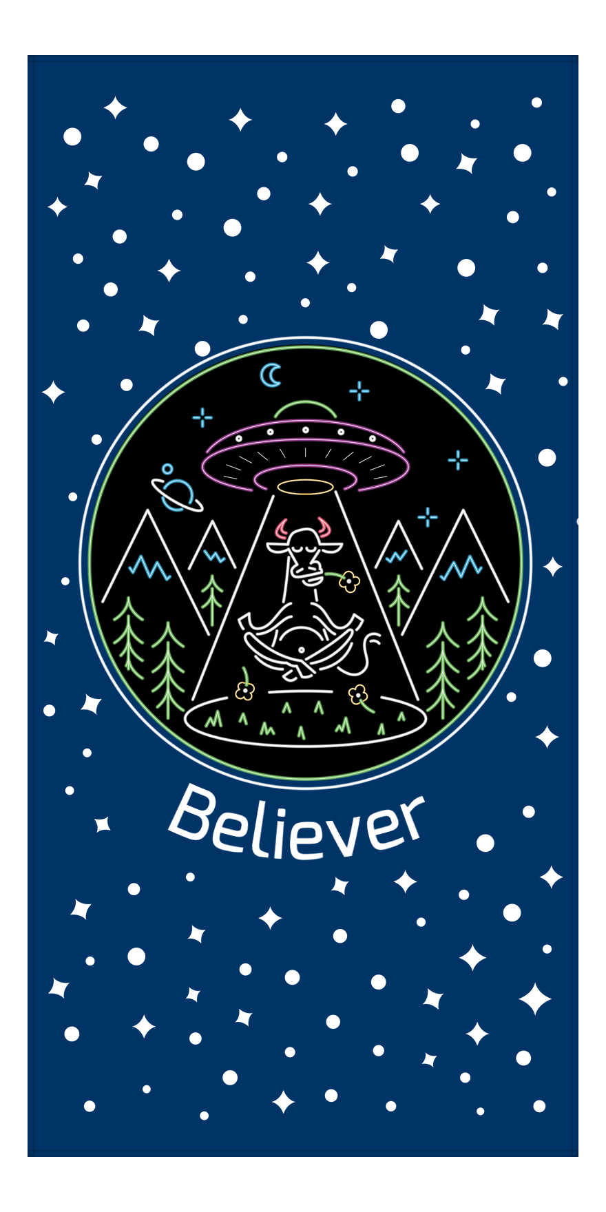 Personalized Aliens / UFO Beach Towel - Cow - Front View