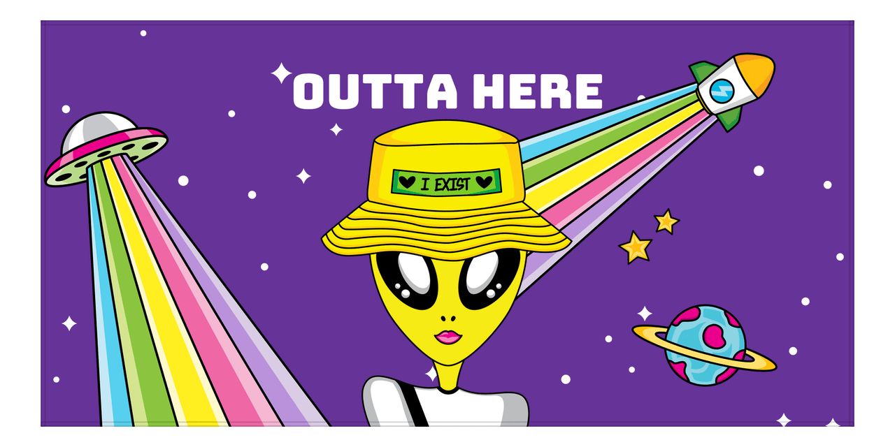 Personalized Aliens / UFO Beach Towel - Outta Here - Front View