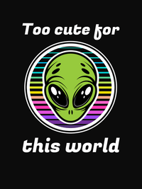 Thumbnail for Personalized Aliens / UFO T-Shirt - Black - Too Cute For This World - Decorate View