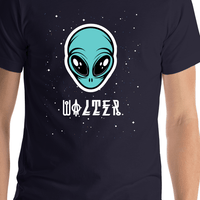 Thumbnail for Personalized Aliens / UFO T-Shirt - Navy - Shirt Close-Up View