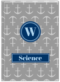 Thumbnail for Personalized Anchors Journal - Grey and Navy - Circle Nameplate - Front View