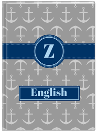 Thumbnail for Personalized Anchors Journal - Grey and Navy - Circle Ribbon Nameplate - Front View