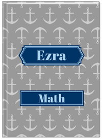 Thumbnail for Personalized Anchors Journal - Grey and Navy - Decorative Rectangle Nameplate - Front View