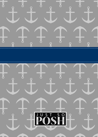 Thumbnail for Personalized Anchors Journal - Grey and Navy - Ribbon Nameplate - Back View