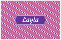 Thumbnail for Personalized Angled Stripes Placemat - Pink and Purple - Decorative Rectangle Nameplate -  View