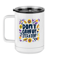 Thumbnail for Artsy Flowers Coffee Mug Tumbler with Handle (15 oz) - Don't Grow Up - Left View