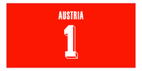 Thumbnail for Personalized Austria Jersey Number Beach Towel - Red - Front View