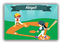 Thumbnail for Personalized Baseball Canvas Wrap & Photo Print X - Teal Background - Black Hair Girl II - Front View