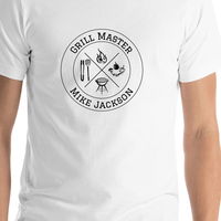 Thumbnail for Personalized BBQ Grill Master T-Shirt - White - Shirt Close-Up View