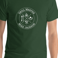 Thumbnail for Personalized BBQ Grill Master T-Shirt - Green - Shirt Close-Up View