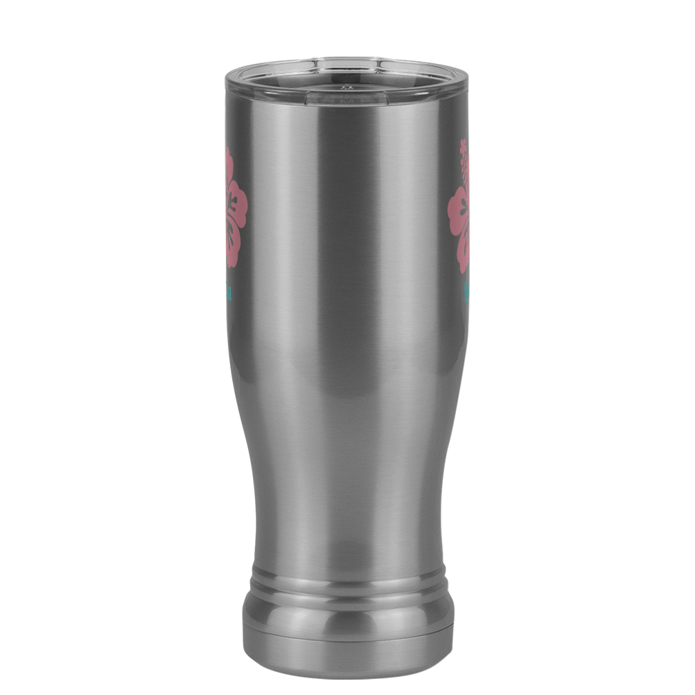Personalized Beach Fun Pilsner Tumbler (14 oz) - Hibiscus - Front View