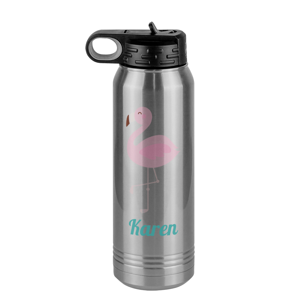 Personalized Beach Fun Water Bottle (30 oz) - Flamingo - Front View