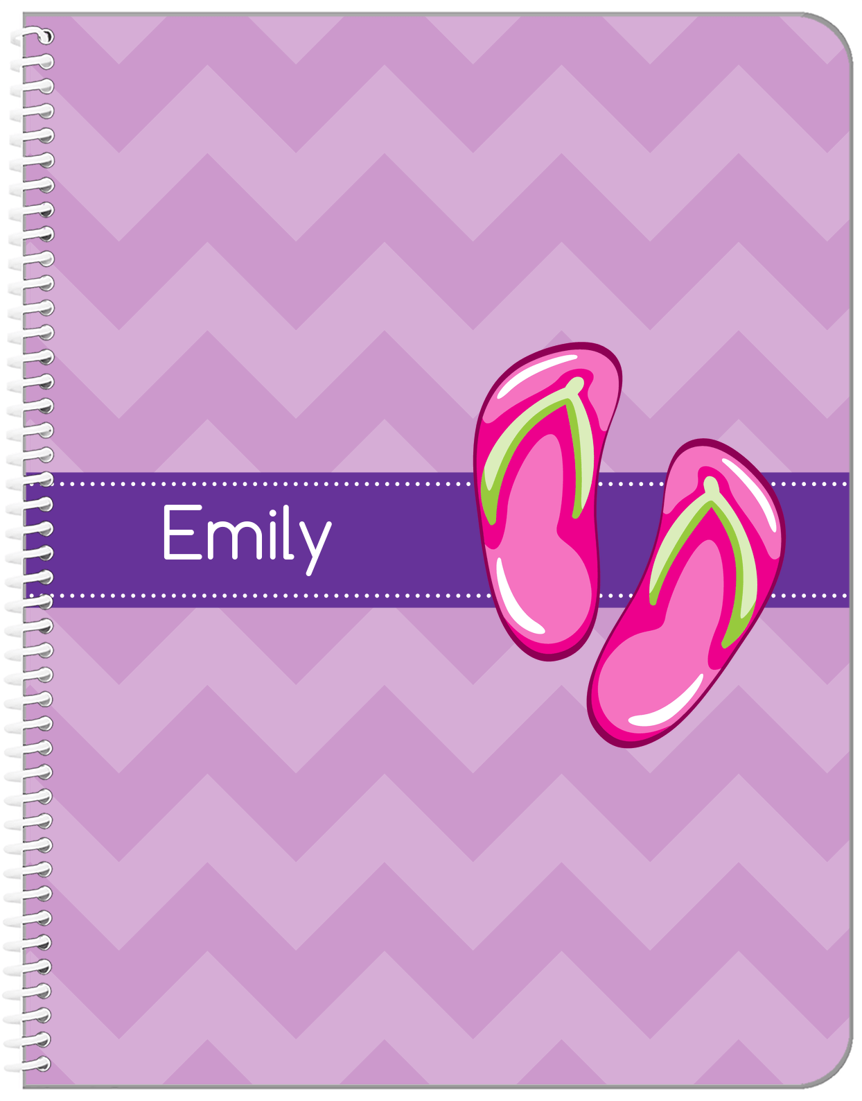 Personalized Beach Notebook XIV - Flip Flops with Chevron - Front View