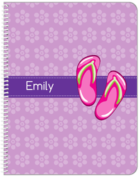 Thumbnail for Personalized Beach Notebook XIV - Flip Flops with Flower Pattern - Front View