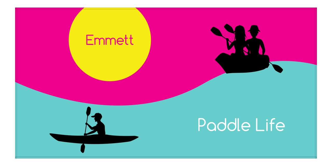 Personalized Beach-Themed Beach Towel XII - Paddle Life - Pink Background - Front View