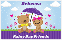 Thumbnail for Personalized Bears Placemat V - Rainy Day - Blue Background -  View