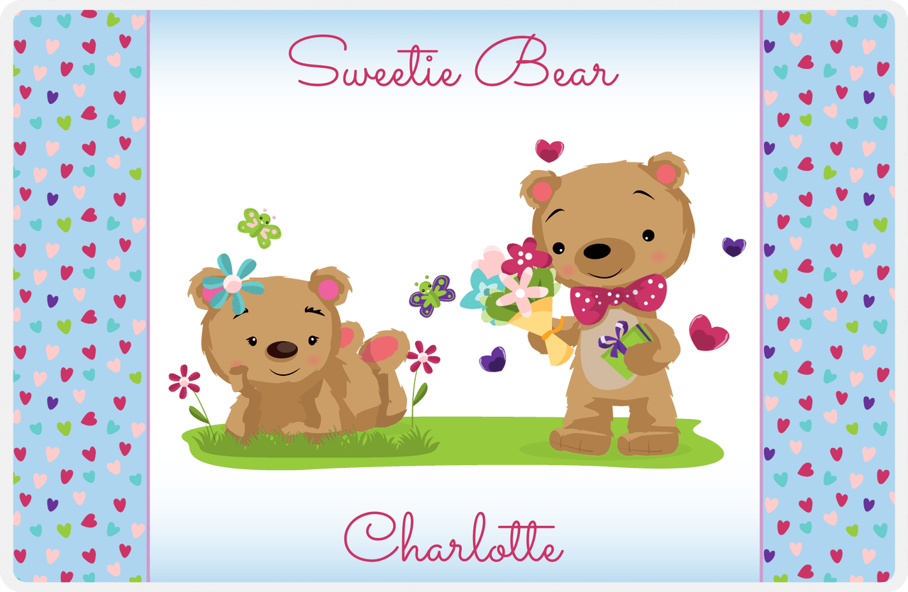 Personalized Bears Placemat VI - Sweetie Bears - Blue Background -  View