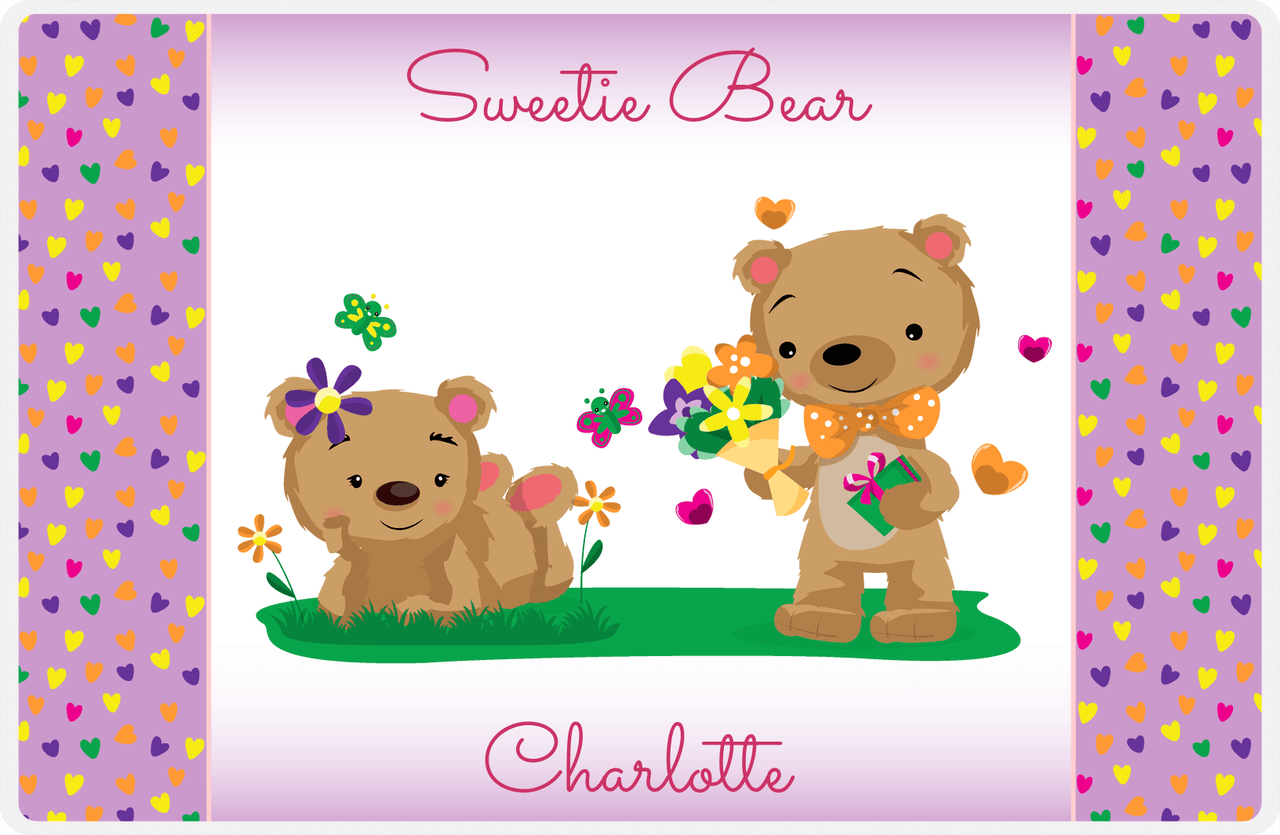 Personalized Bears Placemat VI - Sweetie Bears - Purple Background -  View