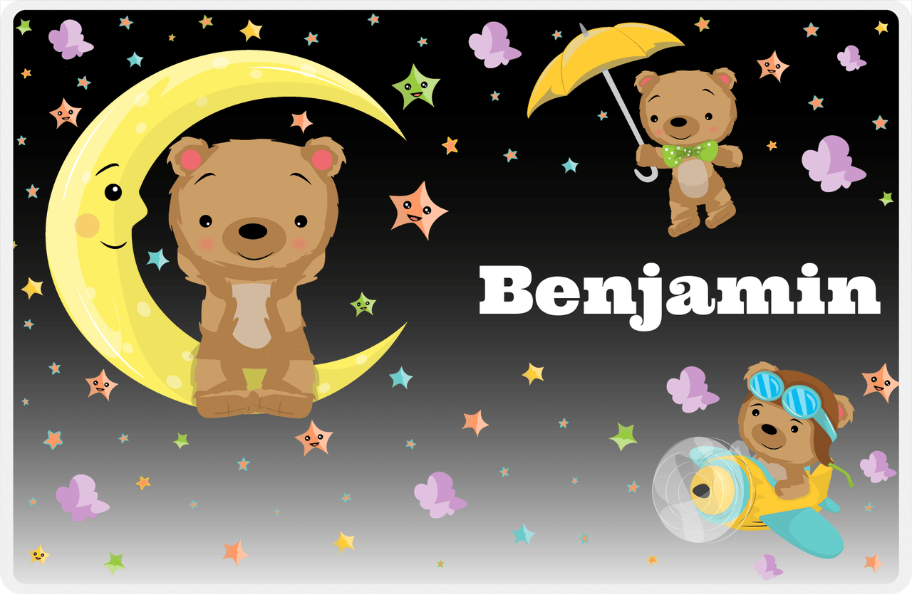 Personalized Bears Placemat VII - Sky Bears - Black Background -  View