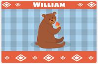 Thumbnail for Personalized Bears Placemat VIII - Flannel Bear VI - Blue Background -  View