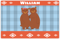 Thumbnail for Personalized Bears Placemat VIII - Flannel Bear VIII - Blue Background -  View