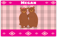 Thumbnail for Personalized Bears Placemat VIII - Flannel Bear VIII - Pink Background -  View