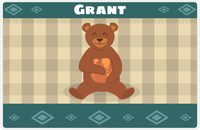 Thumbnail for Personalized Bears Placemat VIII - Flannel Bear III - Tan Background -  View