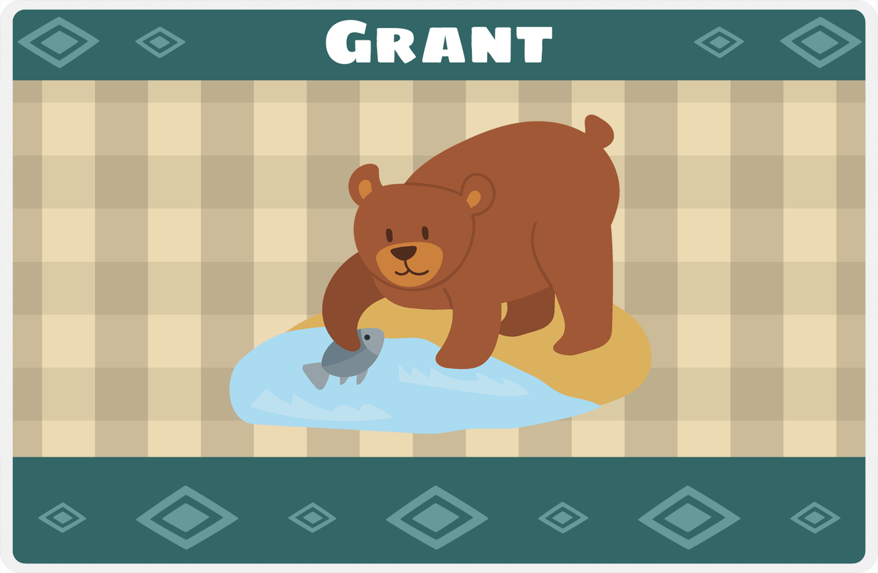Personalized Bears Placemat VIII - Flannel Bear V - Tan Background -  View