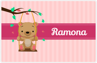Thumbnail for Personalized Bears Placemat IX - Bear Ribbon II - Pink Background -  View