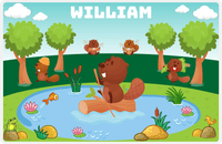 Thumbnail for Personalized Beavers Placemat III - Pond Paddle - Teal Background -  View