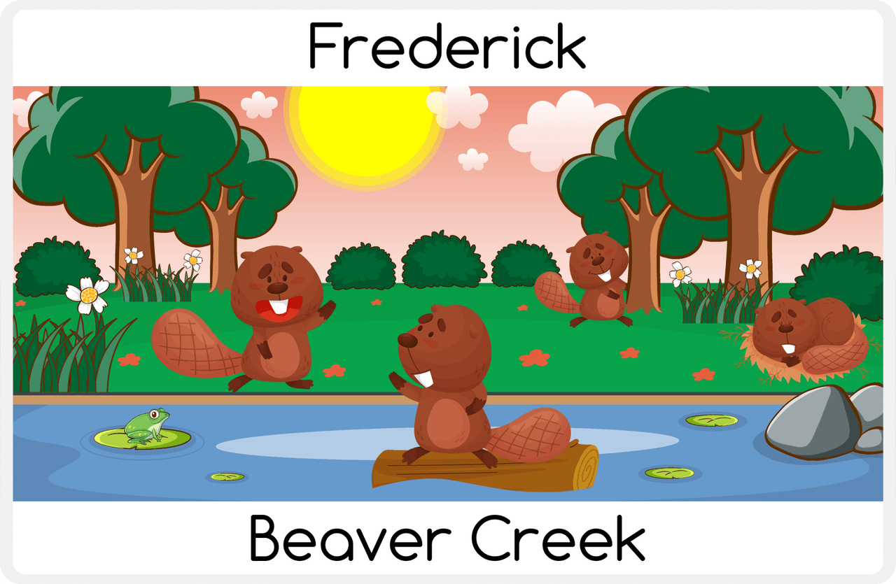 Personalized Beavers Placemat IV - Beaver Creek - Orange Background -  View