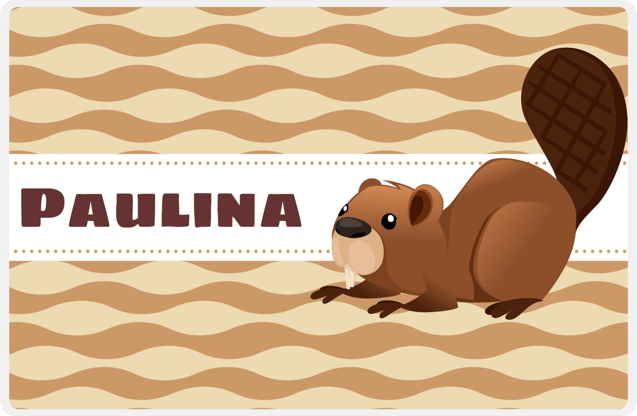 Personalized Beavers Placemat V - Wave Background -  View