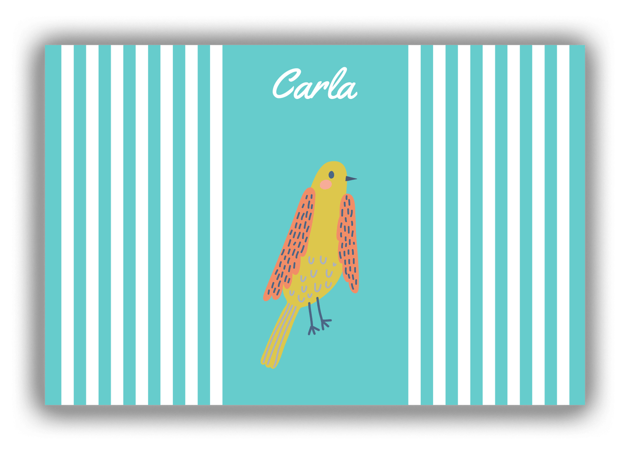 Personalized Birds Canvas Wrap & Photo Print III - Teal Background - Bird III - Front View