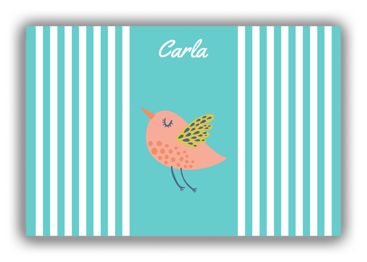 Personalized Birds Canvas Wrap & Photo Print III - Teal Background - Bird IV - Front View