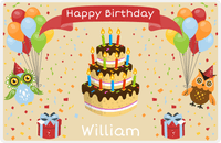 Thumbnail for Personalized Birthday Placemat II - Big Cake - Light Brown Background -  View