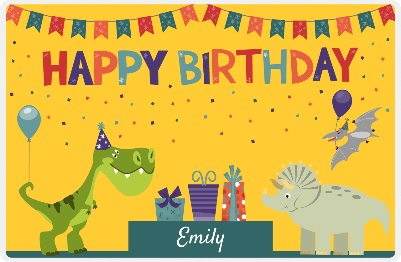 Personalized Birthday Placemat VII - Dino Party - Yellow Background -  View