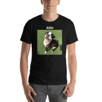 Thumbnail for Personalized Black T-Shirt - Upload Your Square Image - Text Above Photo - Shirt View