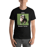 Thumbnail for Personalized Black T-Shirt - Upload Your Square Image - Text Above & Below Photo - Shirt View