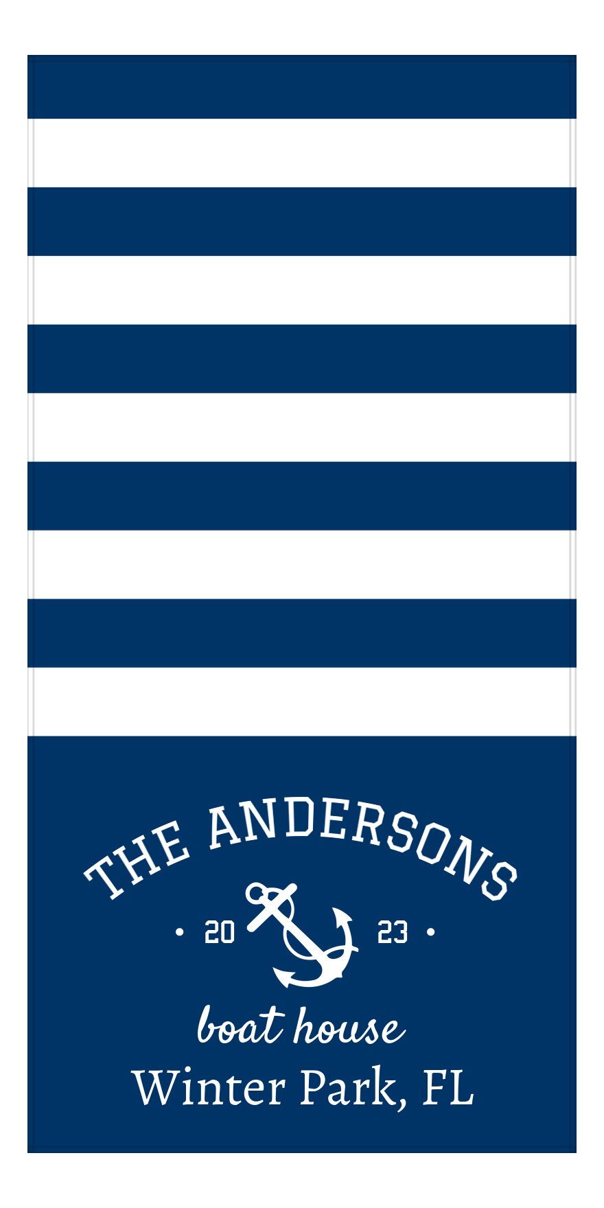Personalized Boat House Beach Towel - Anchor - Front View