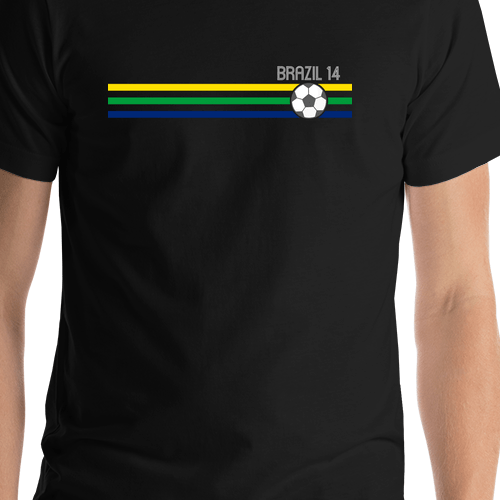 Personalized Brazil 2014 World Cup Soccer T-Shirt - Black - Shirt Close-Up View